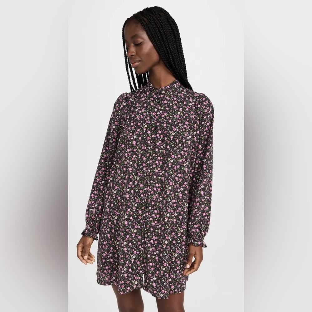 English Factory Black Floral Shift Dress with Pink Flowers - Picture 4 of 16
